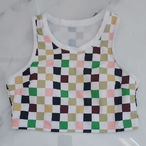 SHEIN Multicolor Checkered Bikini Top